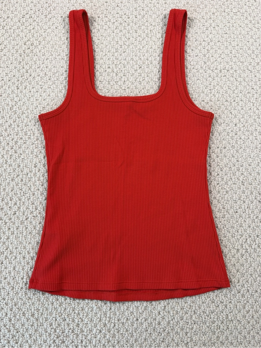 Fabletics Red Ribbed Square-Neck Tank - Picture 2 of 5
